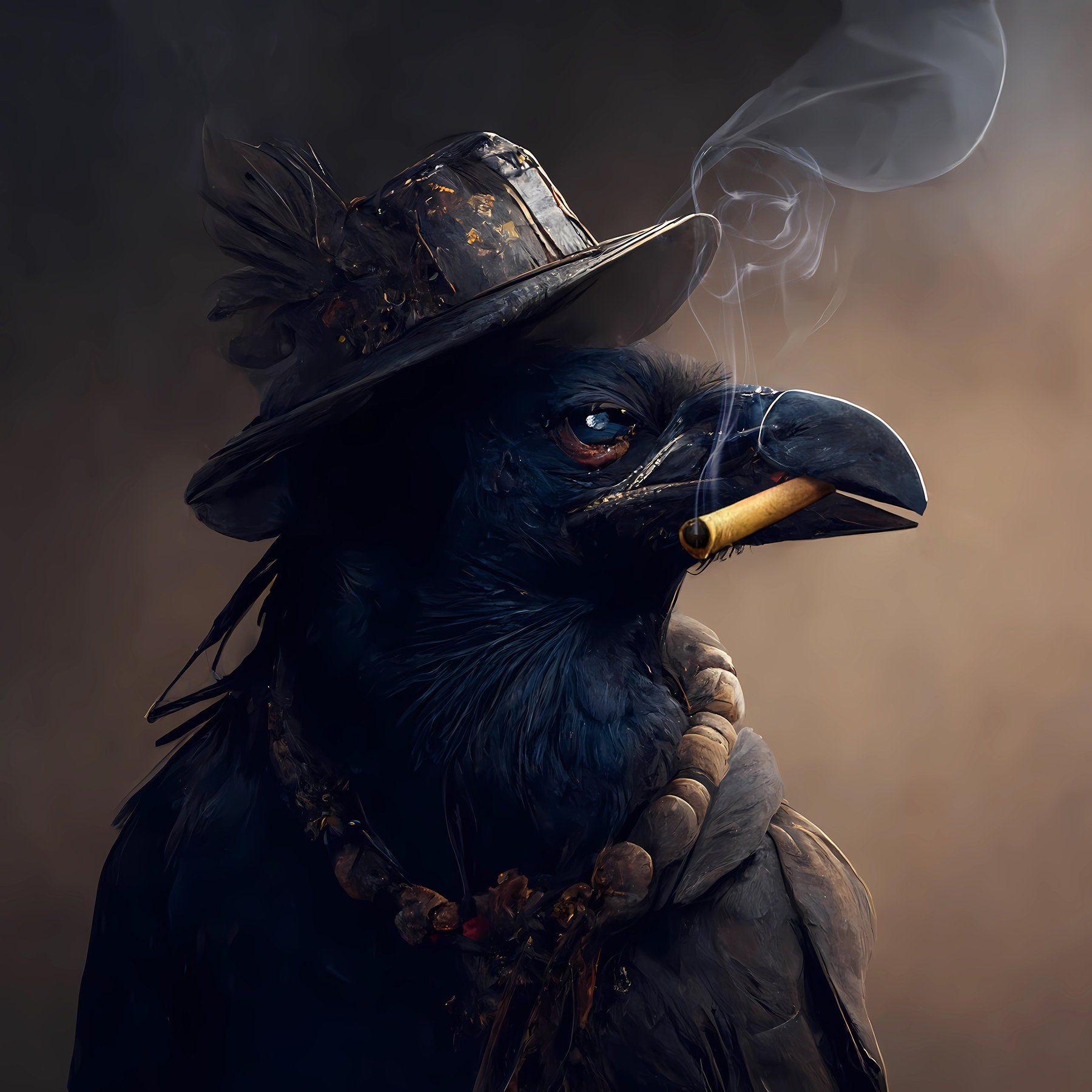 crow with cigarette meme A Crow With a Personality, Smoking a Cigar, Deep in Thoughts - Square  Format