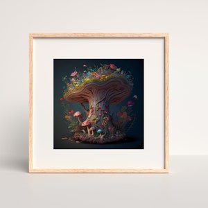 Enchant Your Home with a Touch of Magic: Captivating Mushroom and Wildflower Wall Art, 35x35 cm