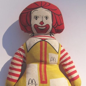 Vintage McDonalds RONALD MCDONALD Plush Doll 16&quot; Toy Gently Used Good 1970s Original