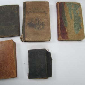 Set of 5 Vintage Early-to-mid-1800s Pre-Civil War Antiquarian Hardcover Books 1827-1853 Bookshelf Decor Antique Very Old 19th Century