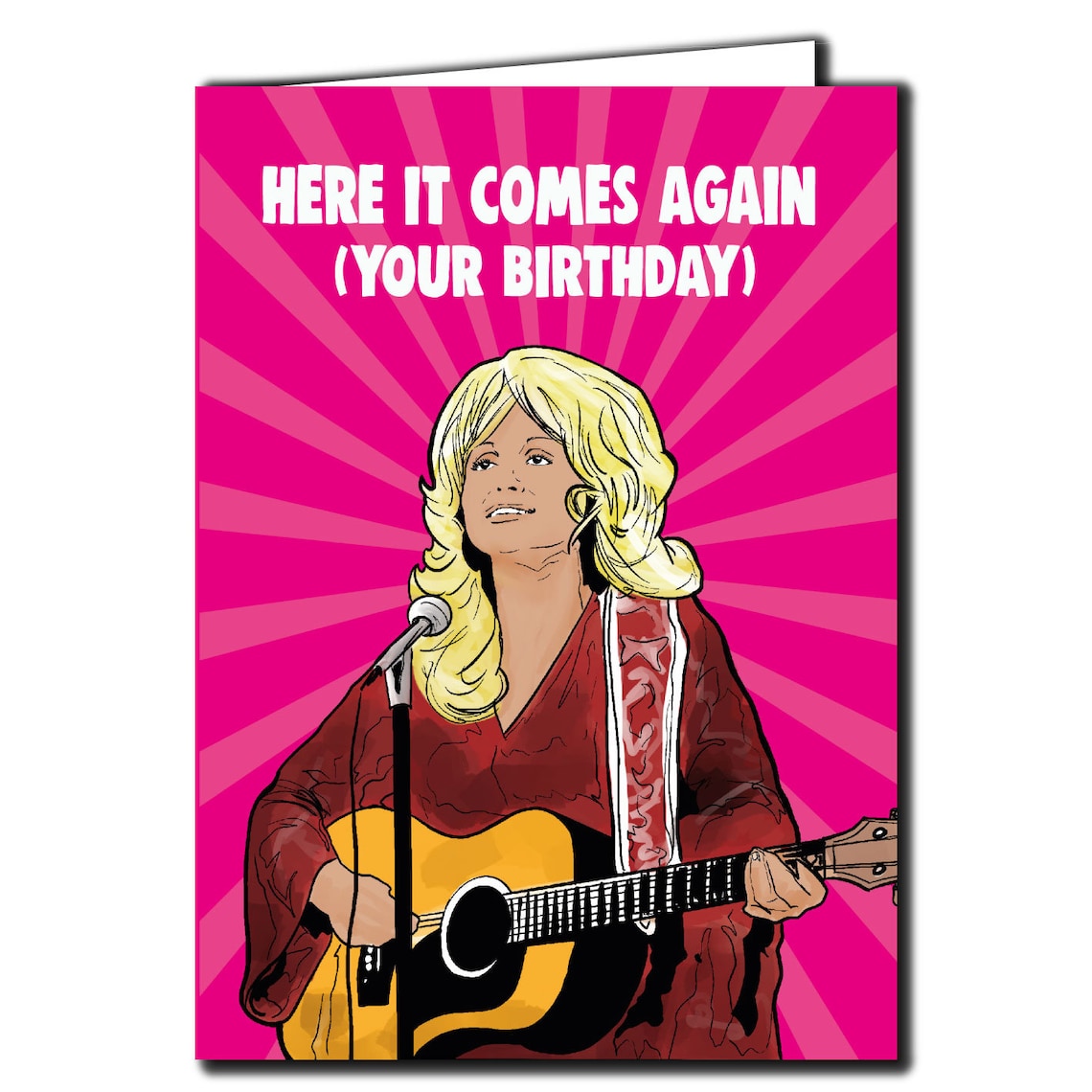 Dolly Parton here it comes again your birthday Card For Etsy