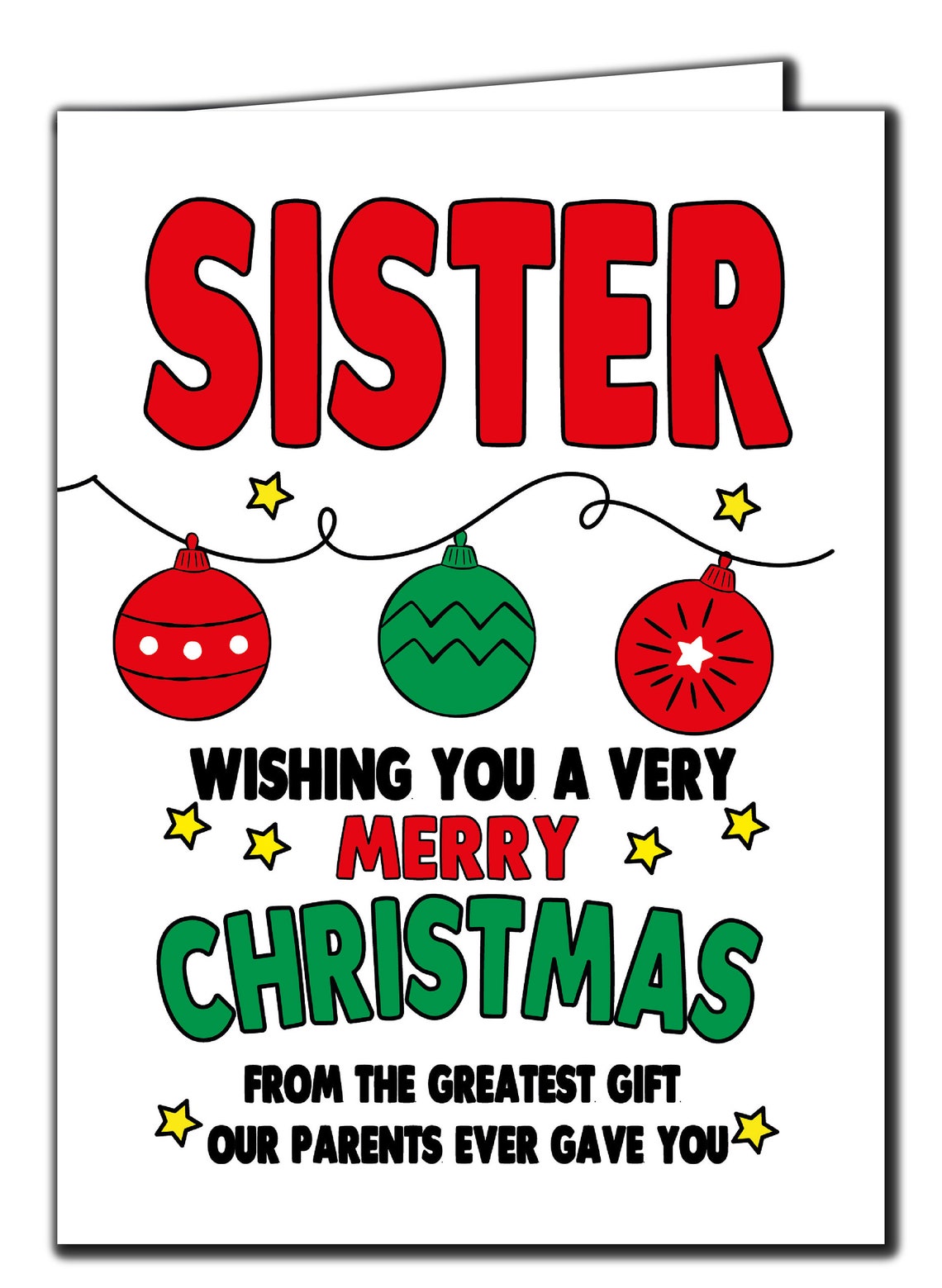 Funny Christmas card For Sister Sibling Favourite child XM318 Etsy