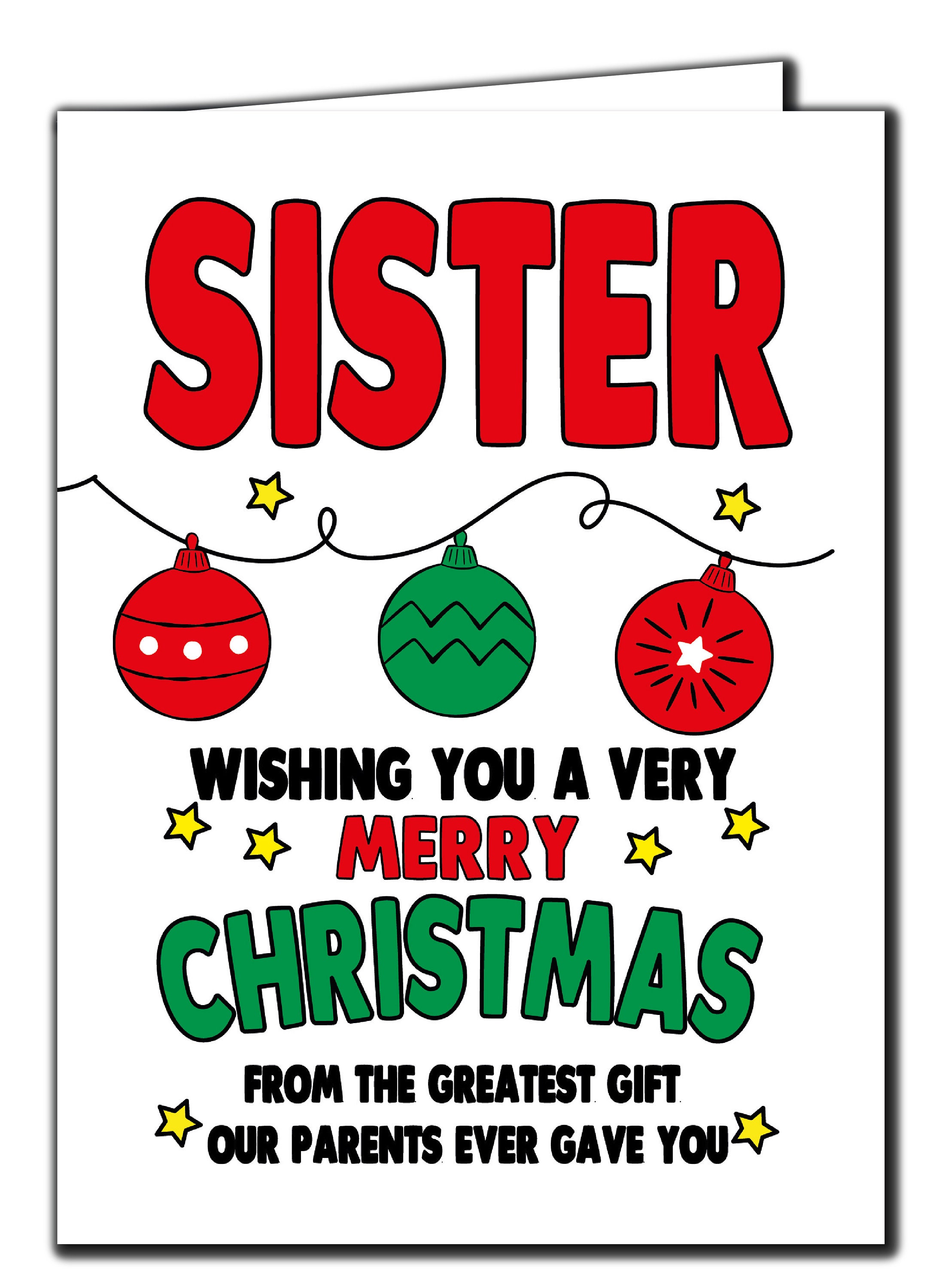 Funny Christmas card For Sister Sibling Favourite child XM318 | Etsy