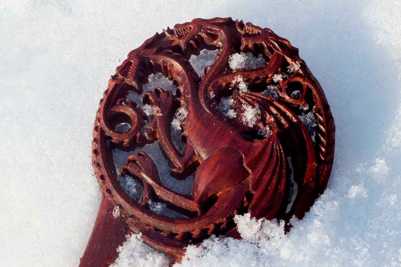 hair fork Daenerys Targaryen dragons wood carving hairpin redwood