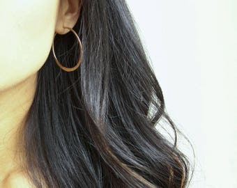 Hammered Gold Filled Hoop Earrings