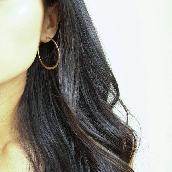 Hammered Gold Filled Hoop Earrings