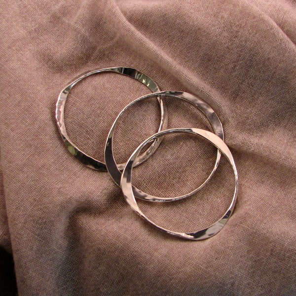 Heavy Sterling Silver Hammered Bangles