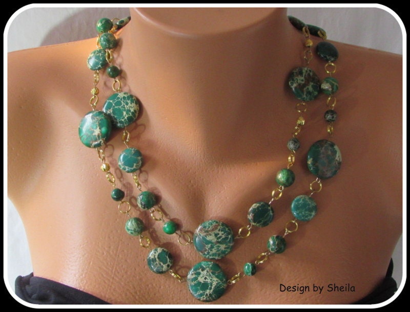 Gemstone Necklace Imperial Green Etsy UK