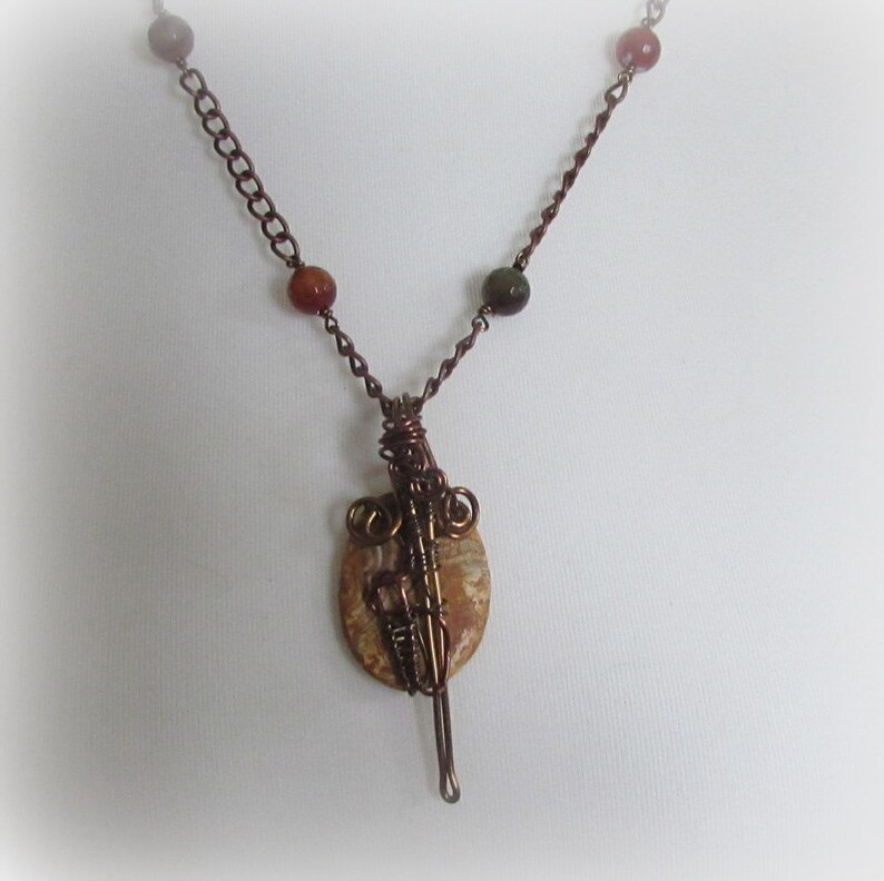 Gemstone Necklace Agate Shield and Sword Pendant Etsy
