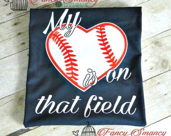 Adult Baseball Shirt Sports Mascot Team Heart Laces Softball Mom Womens Girls Girlfriend Boyfriend Custom Name My Heart Is On That Field