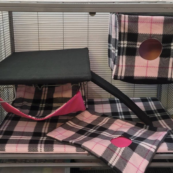 Design à carreaux rose et noir single furet nation liner et hamac set