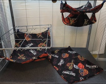 Cleveland Cavs basketball hammock and bedding set for ferrets and other small caged pets