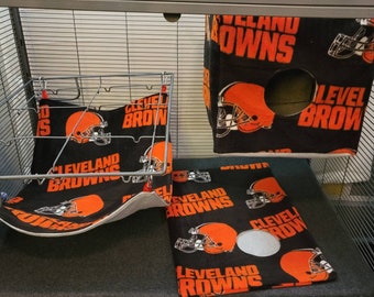 Cleveland Browns 3 piece hammock and bedding set for ferrets and other small caged pets