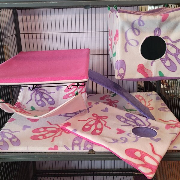 Ballet slippers design single ferret nation cage liner and hammock set