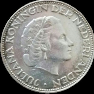 1960 2 & 1/2 Silver Gulden Netherlands VF