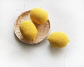 Set of 3 Crochet  toy Yellow lemons / Soft eco-friendly play food toy /  kid's room decor / kitchen Decor