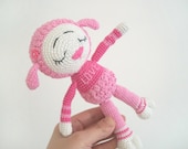 Crochet toy Sleeping Lamb /Soft watermelon pink toy  for kids / cute souvenir / baby gift /Tiny crocheted toy