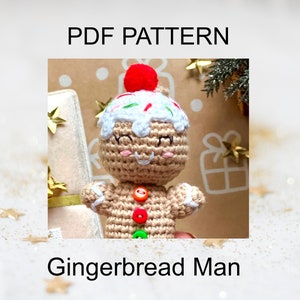 PDF PATROON Gehaakt peperkoekmannetje, Amigurumi haakpatroon, kerstversieringen