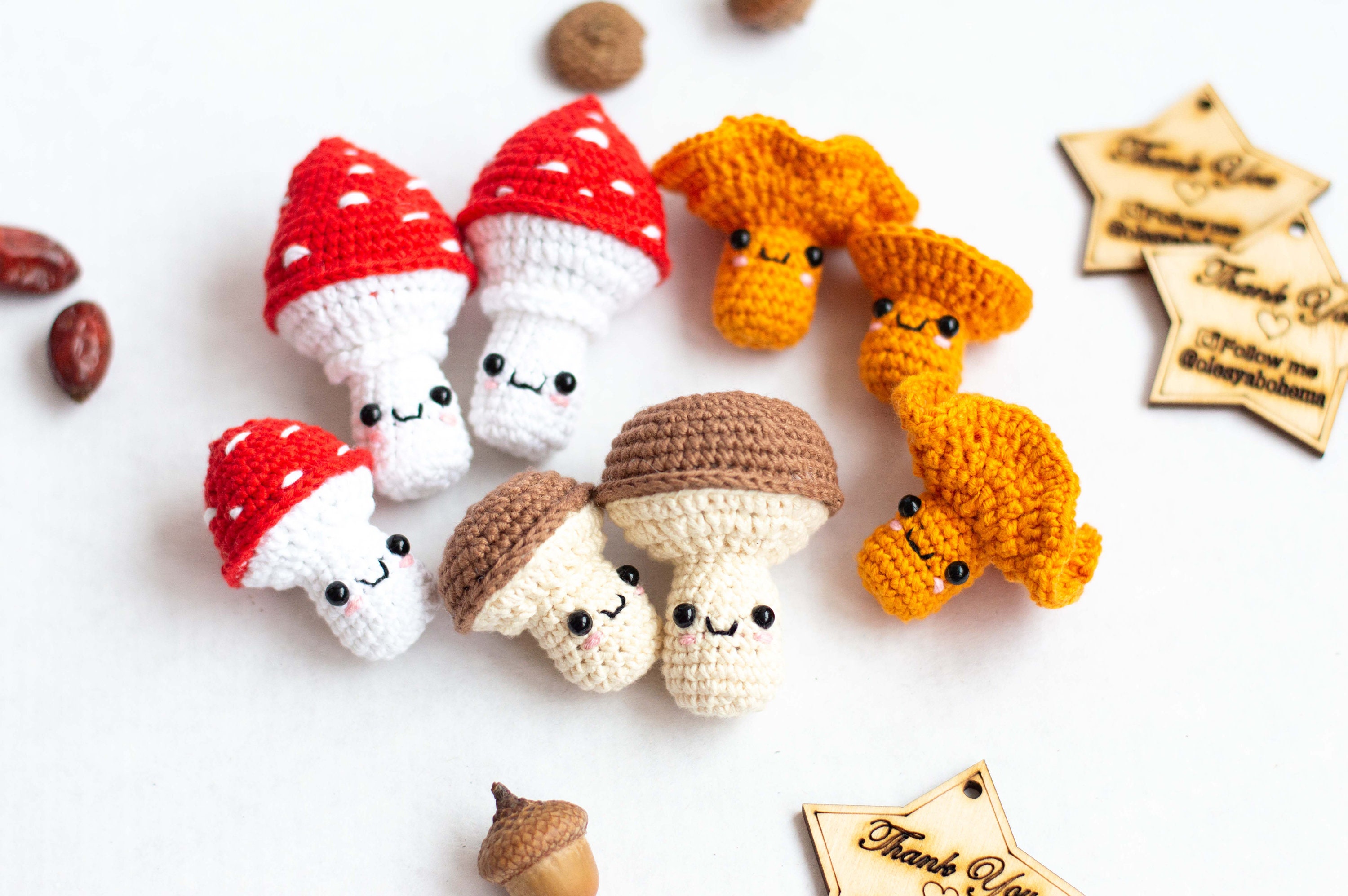 Set of 8 Crochet Baby Toys Mushrooms Amigurumi Play Food Toys Etsy