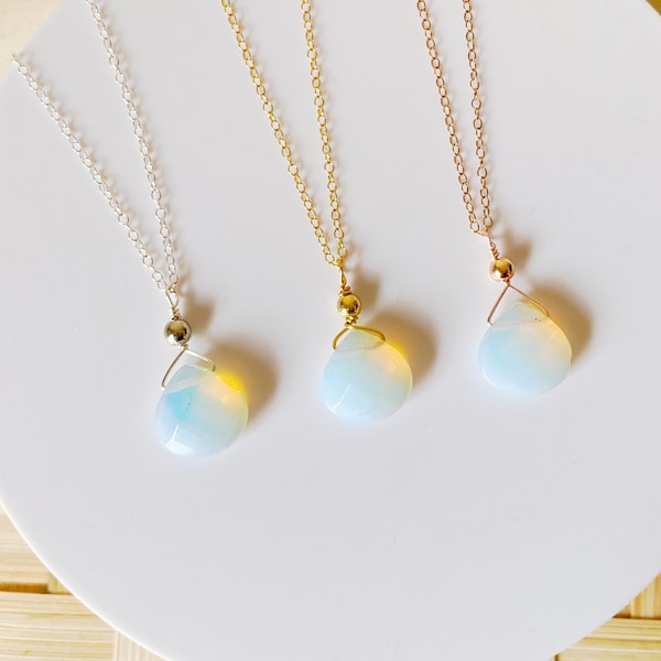 Opalite Balance Pendant Necklace, Same Day Ship, Birthday Gift, Necklaces for Women, Last Minute Gifts, Gemstone Necklace, Bridesmaid Gift