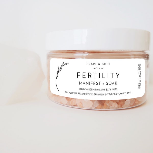 Fertility Bath Salt 4 oz Blends | Himalayan Bath Salts | Reiki Charged Bath Salts | Healing Bath Salts | Essential Oil Salts | All Natural
