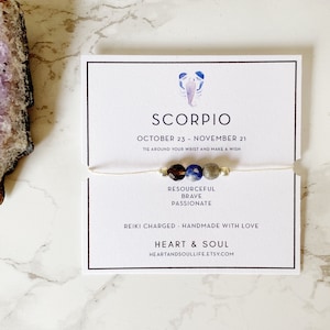 Scorpio Healing Mix Nylon Adjustable Wish Bracelet | Reiki-Charged Wish Bracelet | Gemstone Healing Bracelet | Nylon Bracelet