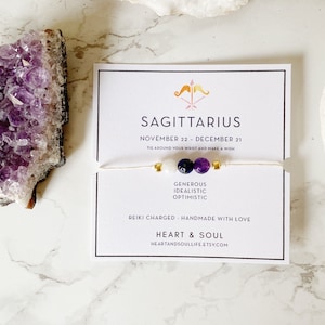 Sagittarius Healing Mix Nylon Adjustable Wish Bracelet | Reiki-Charged Wish Bracelet | Gemstone Healing Bracelet | Nylon Bracelet