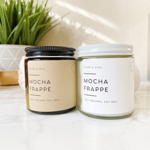 Mocha Frappe - 4 oz Hidden Gem Soy Candle | Lightly Scented | Hidden Treasure Candle | Reiki-Charged Candle | Healing Candle| Good Vibes