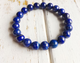 Oryginalna bransoletka z lapis lazuli, 4 mm bransoletka z lapis lazuli, 6 mm bransoletka z lapis lazuli, 8 mm bransoletka z lapis lazuli, 10 mm bransoletka z lapis lazuli