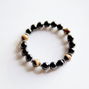 Protection Against Negativity, Tiger Eye Bracelet Black Onyx Bracelet Intention Jewelry Stacking Mens Bracelet Brown Bracelet Mens