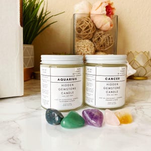 8 oz Zodiac Soy Candle: Hidden Gemstone, Lightly Scented 4oz