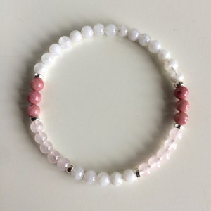 Complete Love & Compassion (4mm Version) Moonstone, Rhodonite and Rose Quartz Bracelet | Healing Jewelry | Reiki-Charged Bracelet