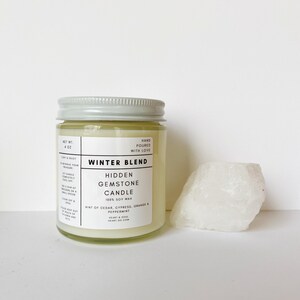 4 Seasons - Choose a Season - 4 oz Hidden Gemstone Soy Wax Candle, Lightly Scented, All Natural Essential Oils, Hidden Treasure Candle