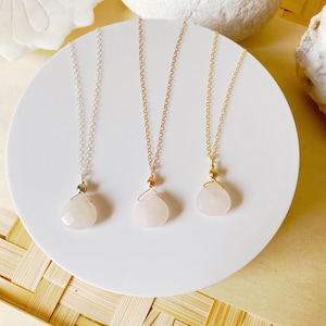 Collar con colgante de amor de cuarzo rosa, envío el mismo día, regalo de cumpleaños, collares para mujer, regalos de última hora, collar de piedras preciosas, regalo de dama de honor