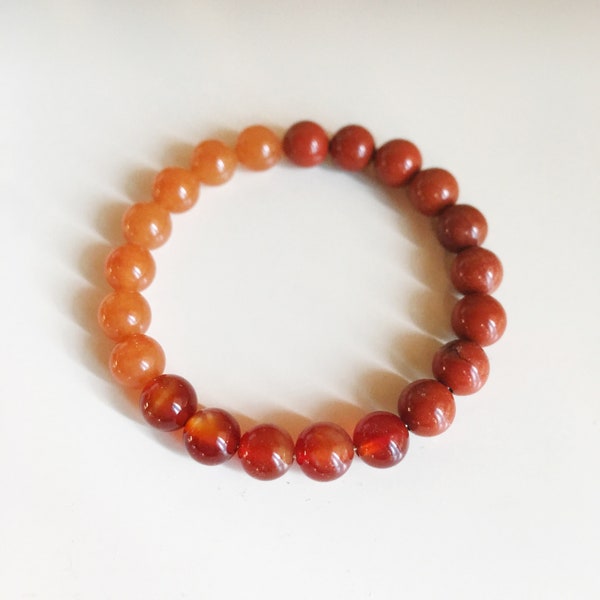 Balancing the Sacral Chakra / Carnelian, Red Aventurine & Red Jasper Bracelet | Chakra Bracelet | Stacking Bracelets | Mala | Heart and Soul