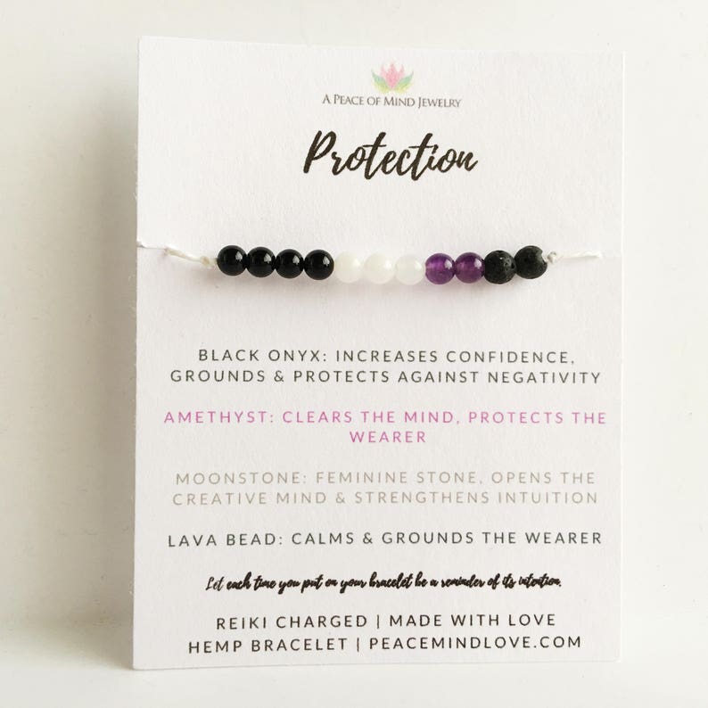 Moonstone Protection Choose a String Color Adjustable Hemp Hemp diffuser Wish Bracelet ~ Amethyst Black Onyx Intention Bracelet