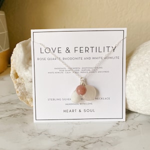 Love & Fertility Gem Necklace | Reiki-Charged Necklace | Boho Necklace | Healing Necklace | Rose Quartz, Moonstone and Rhodonite