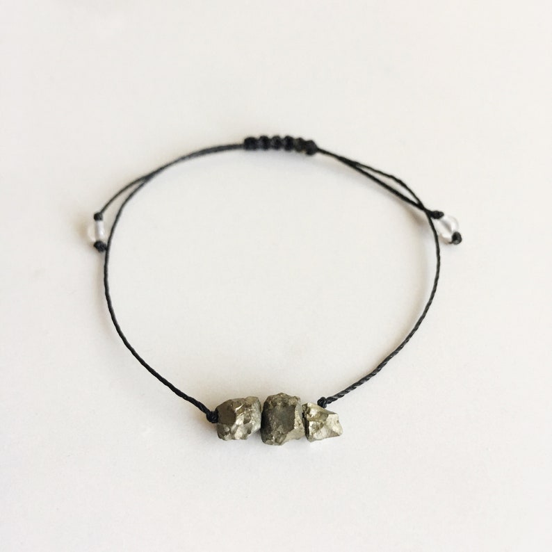 Minimalist Bracelet Pyrite ~ Choose a String Color ~ Pyrite Rock Bracelet Gemstone Bracelet Luck Custom Bracelet