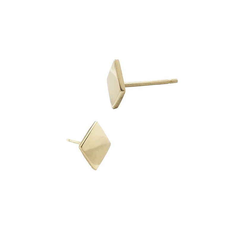 Diamond Studs Gift for Her Minimalist Earrings Minimalist Studs 14k Flat Diamond Shaped Studs 14k Gold Flat Diamond Minimalist Studs
