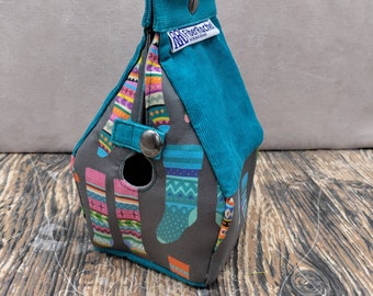 Tinyhouse Bag, Mini Birdhouse shaped project bag for knitting or crochet,or whatever
