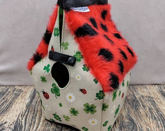 LadyBirdhouse Bag, Birdhouse shaped project bag for knitting or crochet, or whatever you like