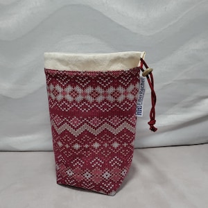 PICCOLA Twofer, borsa portaoggetti reversibile, marsupio reversibile per chi lavora a maglia o a uncinetto, completamente foderata con coulisse.