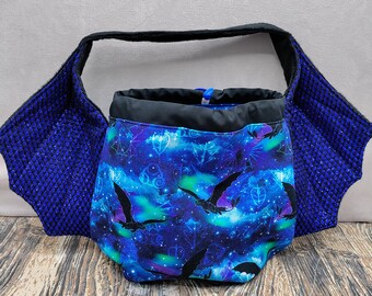 Dragon Wing bag, variation on the earsbag, drawstring bag for knitting, crochet or anything you like