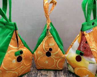 Oranges Sockhouse Bag Birdhouse shaped project bag for knitting or crochet, or whatever you like