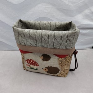 LARGE Gnome/Toadstool Twofer, reversible Project bag , reversible pouch for knitters or crocheters, fully lined with a drawstring. image 5