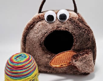 Pre-Order: Stroopwafel Monster, Sock Madness special, FiberCave, yarn bowl, fiber basket, project bag for knitting or crochet