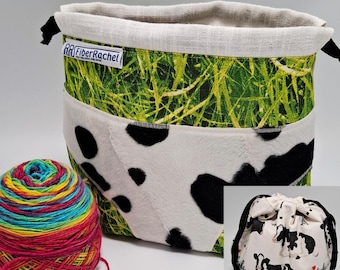 Lucky Undies Bag, special Sock Madness design, reversible drawstring project bag for 1-3 skeins