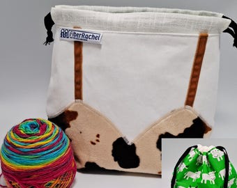 Lucky Undies Bag, special Sock Madness design, reversible drawstring project bag for 1-3 skeins