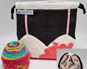 Lucky Undies Bag, special Sock Madness design, reversible drawstring project bag for 1-3 skeins