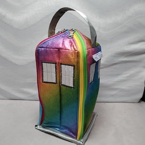 Rainbow Telephone Box Vertibox Projekttasche, für Strick- und Häkelprojekte bis zu 3 Bälle oder Spindelhalter, Wollspulenhalter